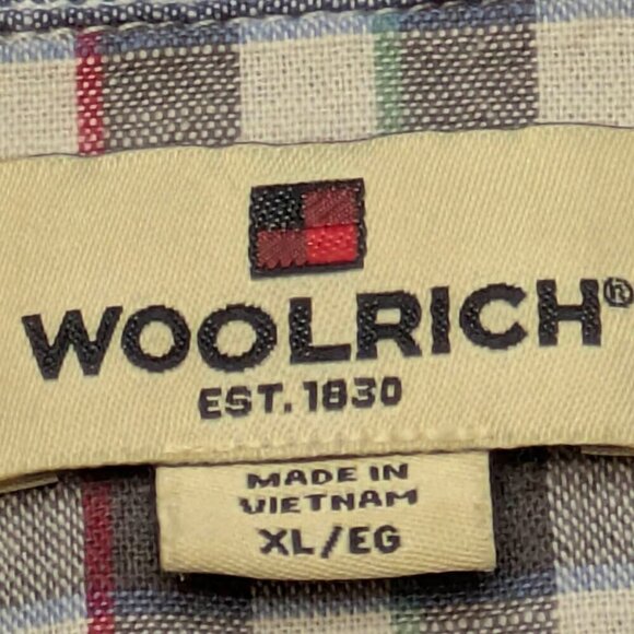 Woolrich Chambrey Shirt Mens XL Button Up Denim Blue Short Sleeve Vacation Beach - Picture 10 of 12